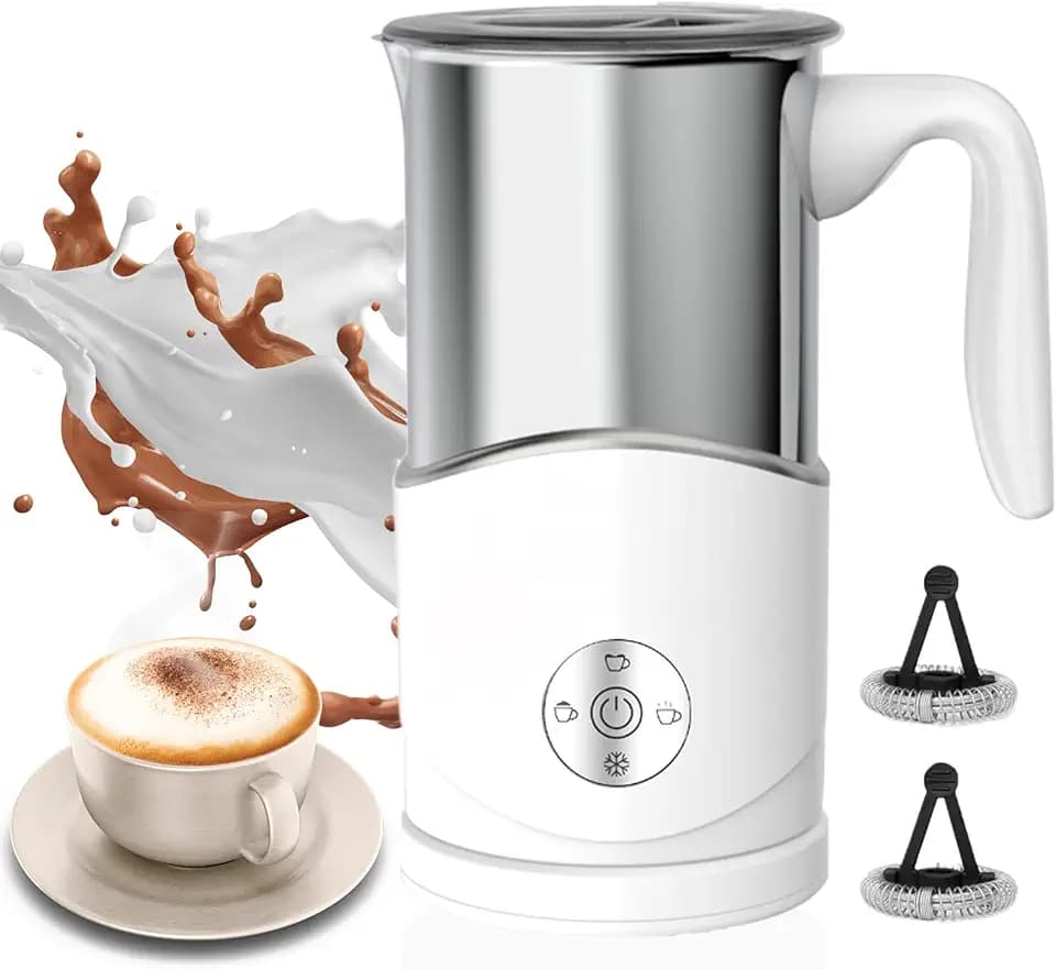 4-in-1 Electric Milk Frother & Steamer, Hot & Cold Foam, 350 mL, White