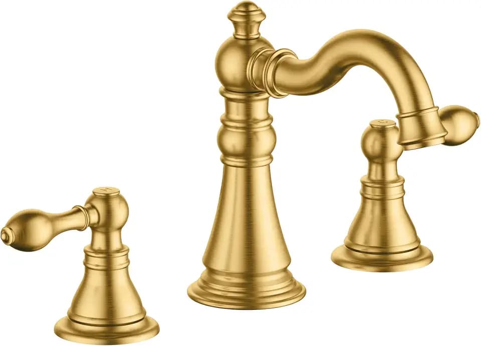 Brushed Gold 2-Handle 8 Inch Widespread Bathroom Faucet, 3 Holes