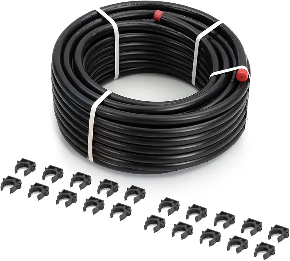 Air Compressor Tubing Kit 3/4" x 100ft HDPE Aluminum Piping System Compressed Air Tubing with Pipe Clips AIR Compressor Hose 200PSI ASTM F1282,Black