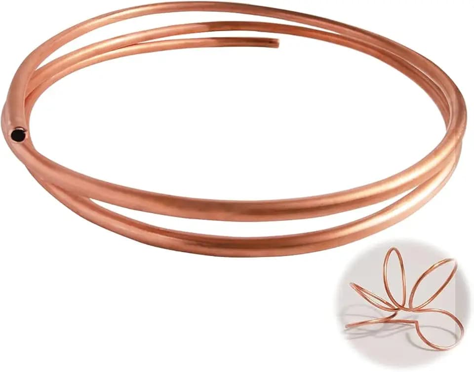 Quickun Copper Tube 1/4" ID × 5/16" OD (6-8mm) Seamless Round Pipe Tubing (3.28FT)