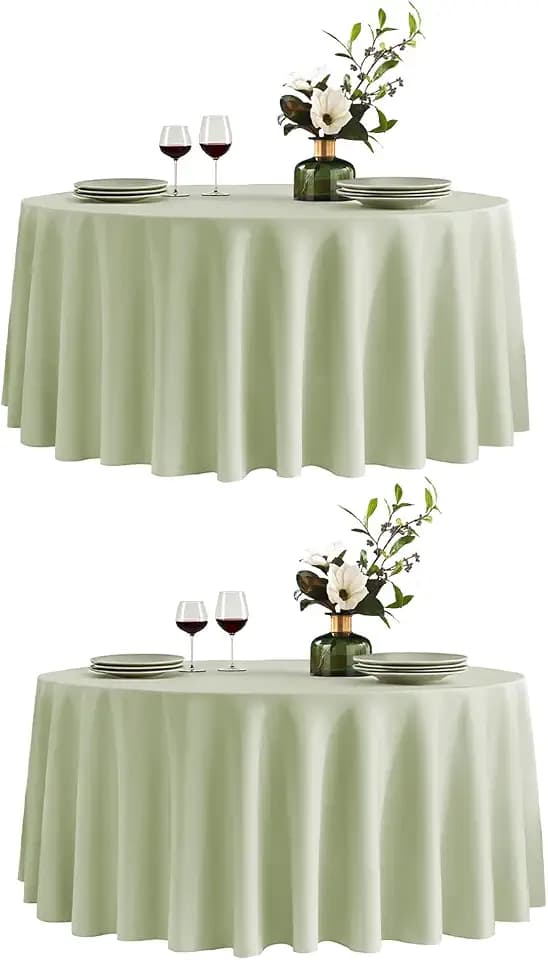 VidaFete Classic Series 2 Pack 120inch Round Table Cloth, Sagegreen