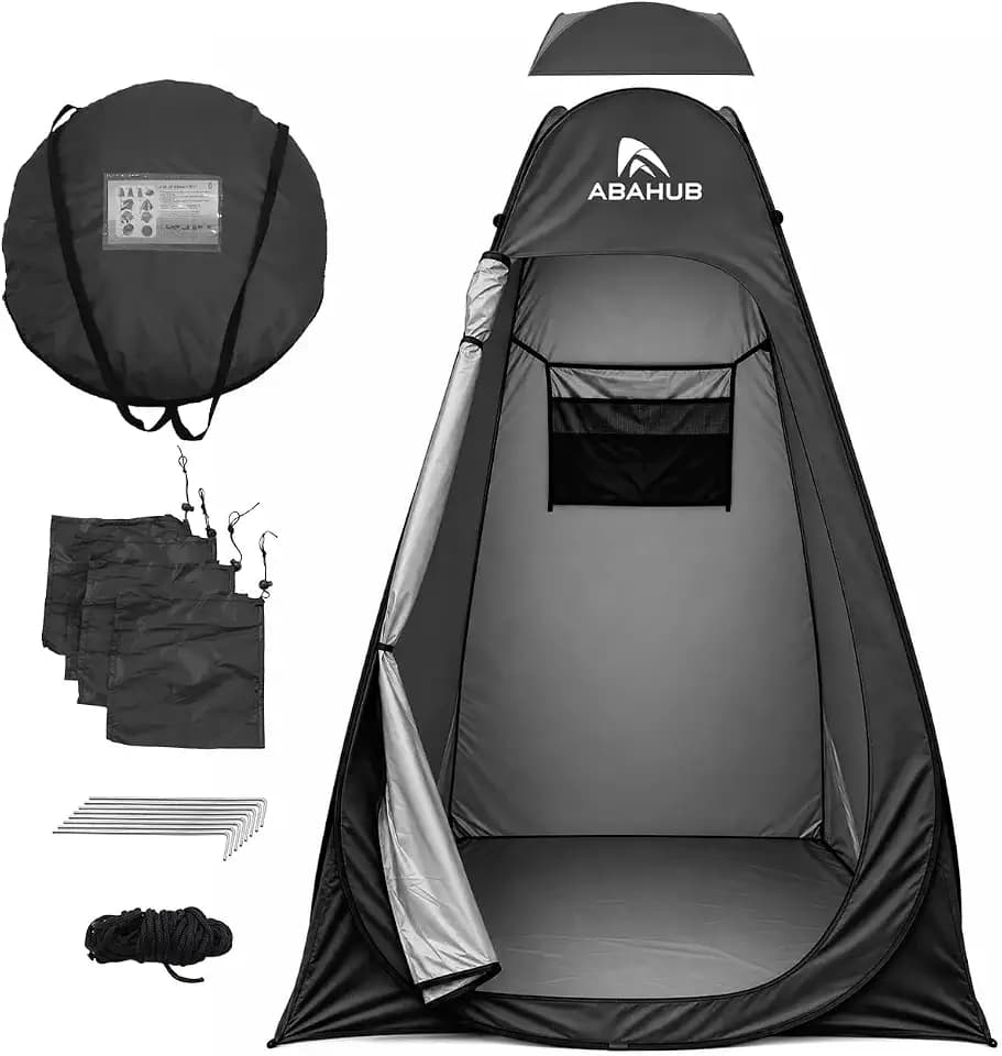 Abahub Portable Pop Up Oversized Shower Tent, 4.9 x 4.9 x 6.2 ft, Black