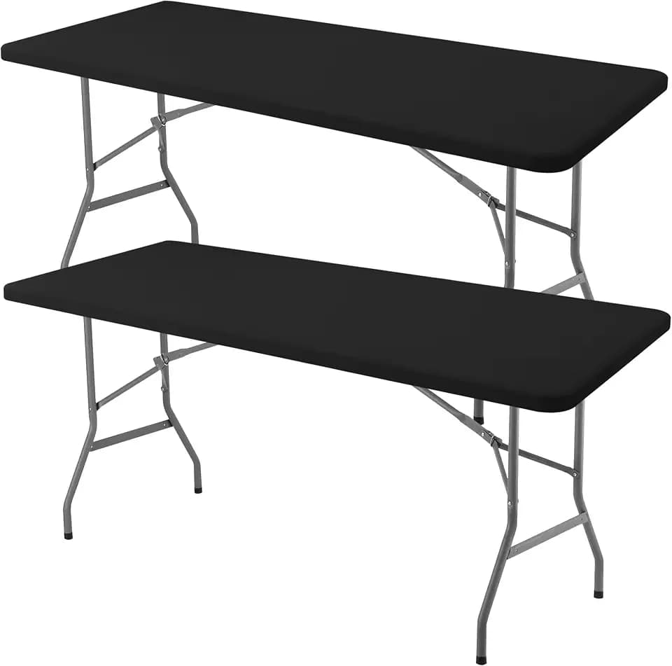 Fitted Tablecloth Rectangle Tables-Black Picnic Table Covers 42x72 Inch