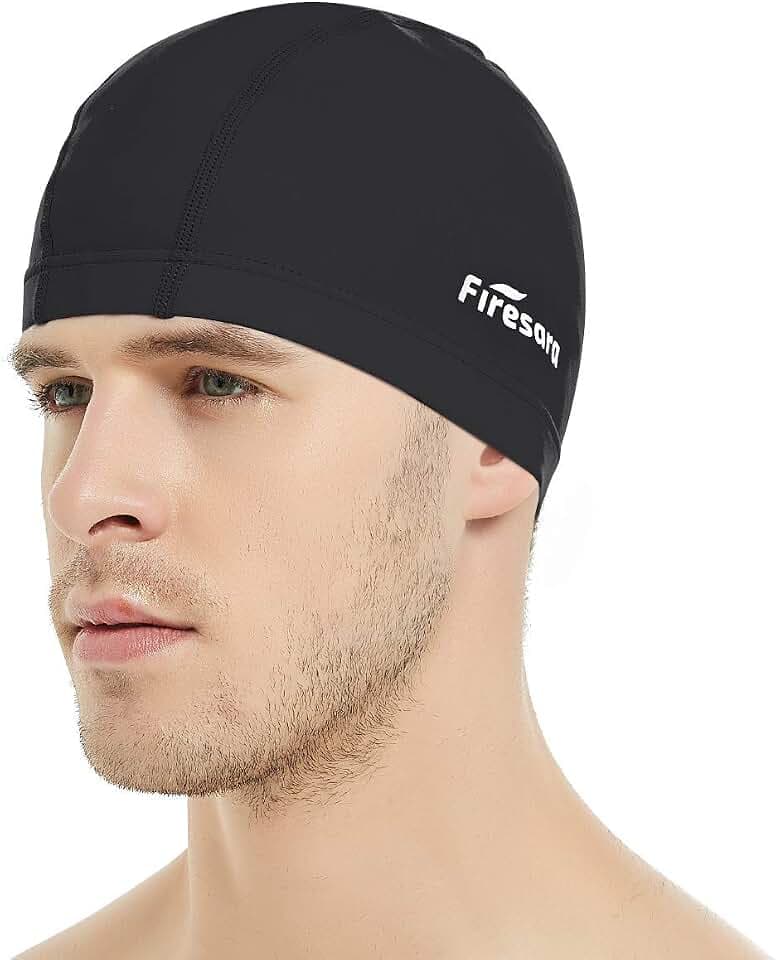 Firesara Fabric Swim Cap, Soft Stretch Swimming Hat for Long Hair & Short Hair