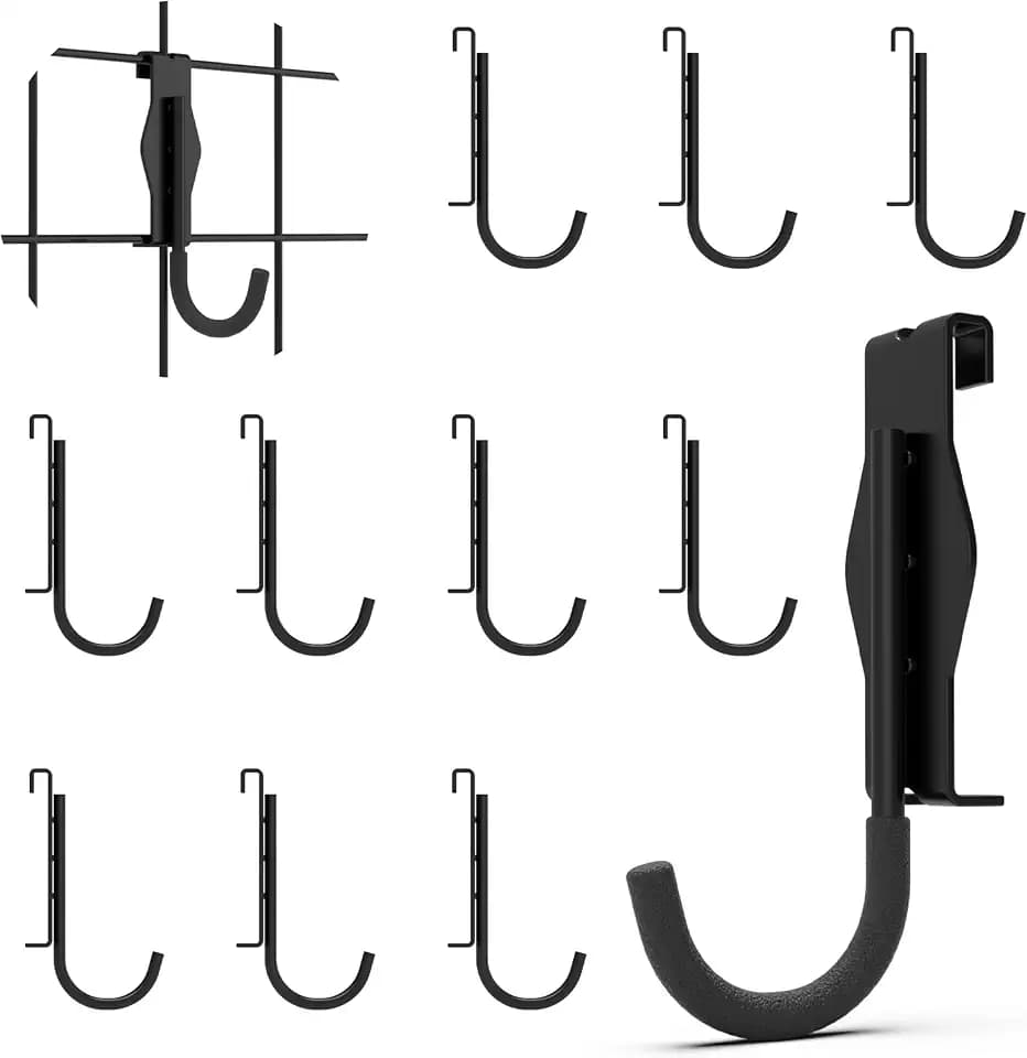 HUHOLE 12 Pack Heavy Duty J Shape Gridwall Hooks for 3 Inch Grid Panels
