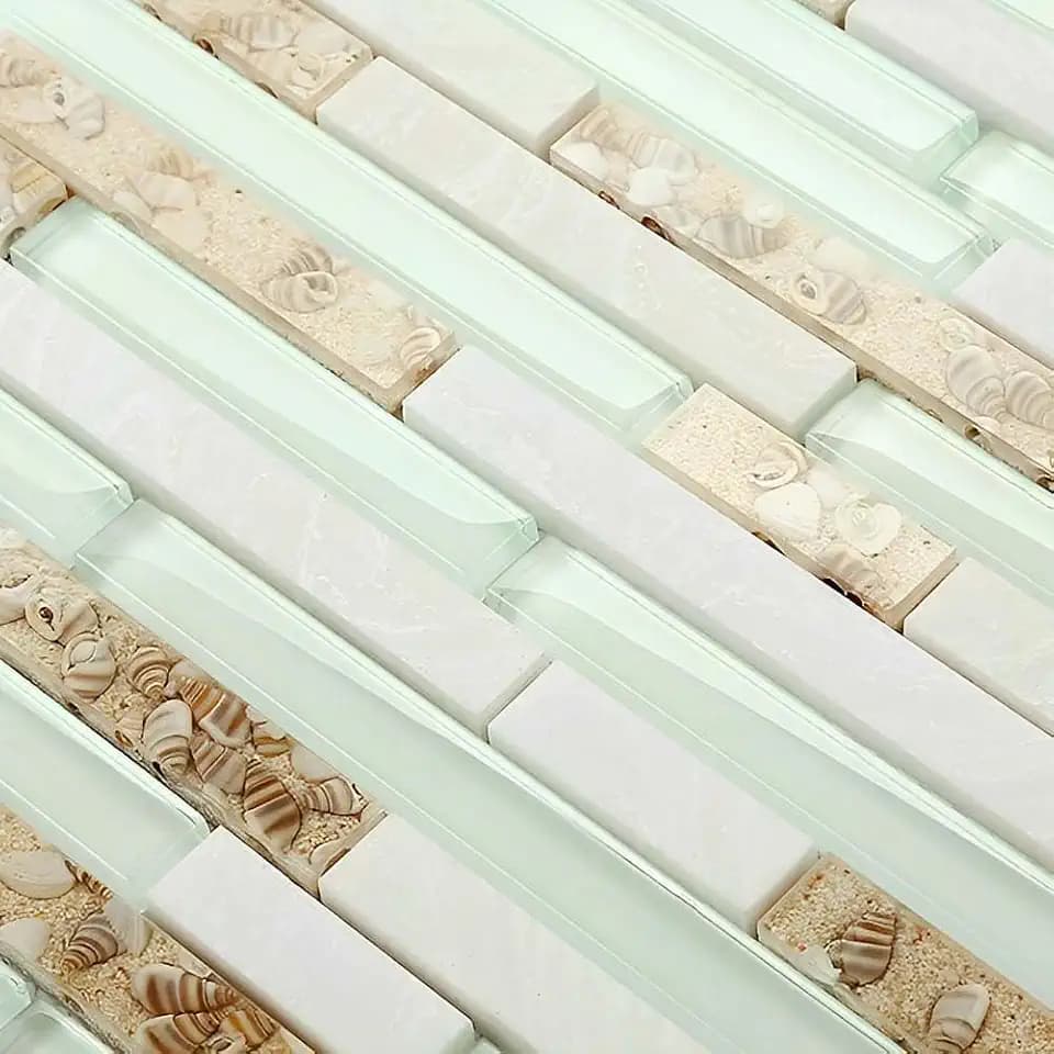 Coastal Glass Mosaic Tile Subway Kitchen Backsplash Bathroom Wall 5 Sq Ft