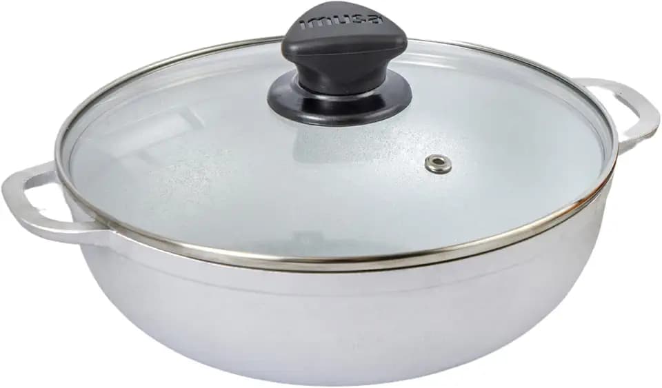 IMUSA 7 Qt Cast Aluminum Caldero Dutch Oven with Glass Lid