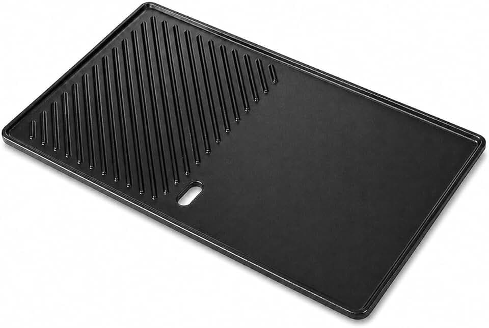 GFTIME 43,5 x 23,5cm Gusseisen Grillplatte für Landmann Triton 2, für Enders Kansas, Boston Black 4, Napoleon Rogue, Broilking Baron, Universal Gussplatte, Gusseisen Griddle Plancha, 1 Stück