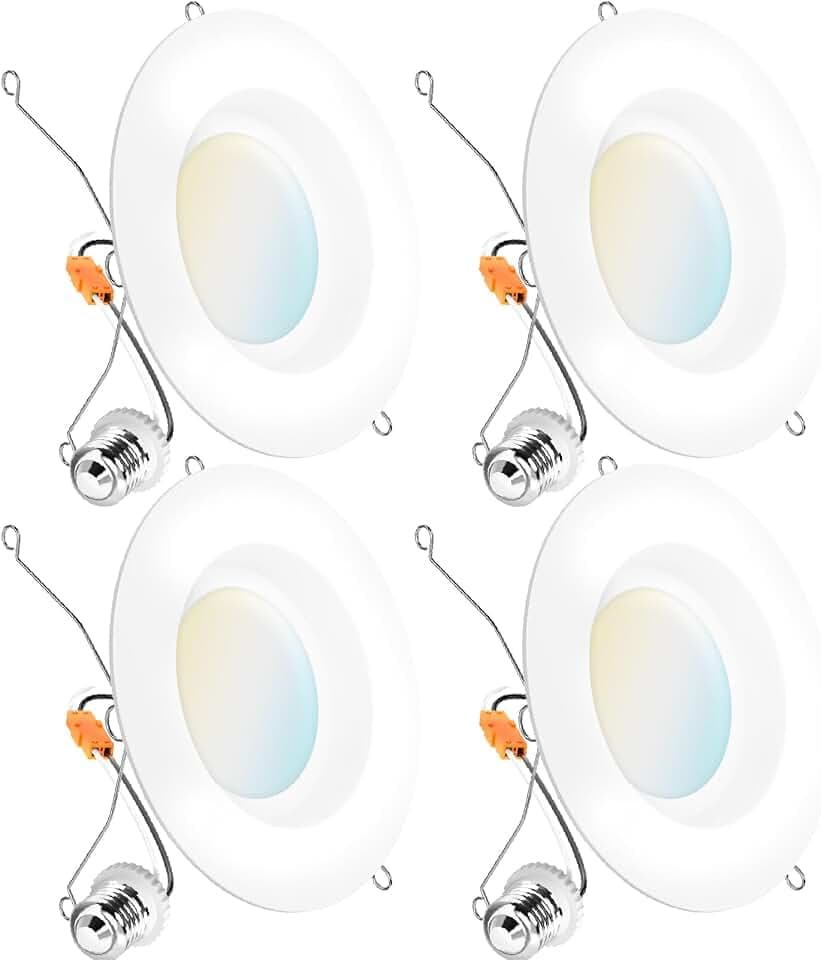 Sunco 4 Pack 6 Inch Retrofit LED Recessed Can Lights, 5CCT, 13W=75W