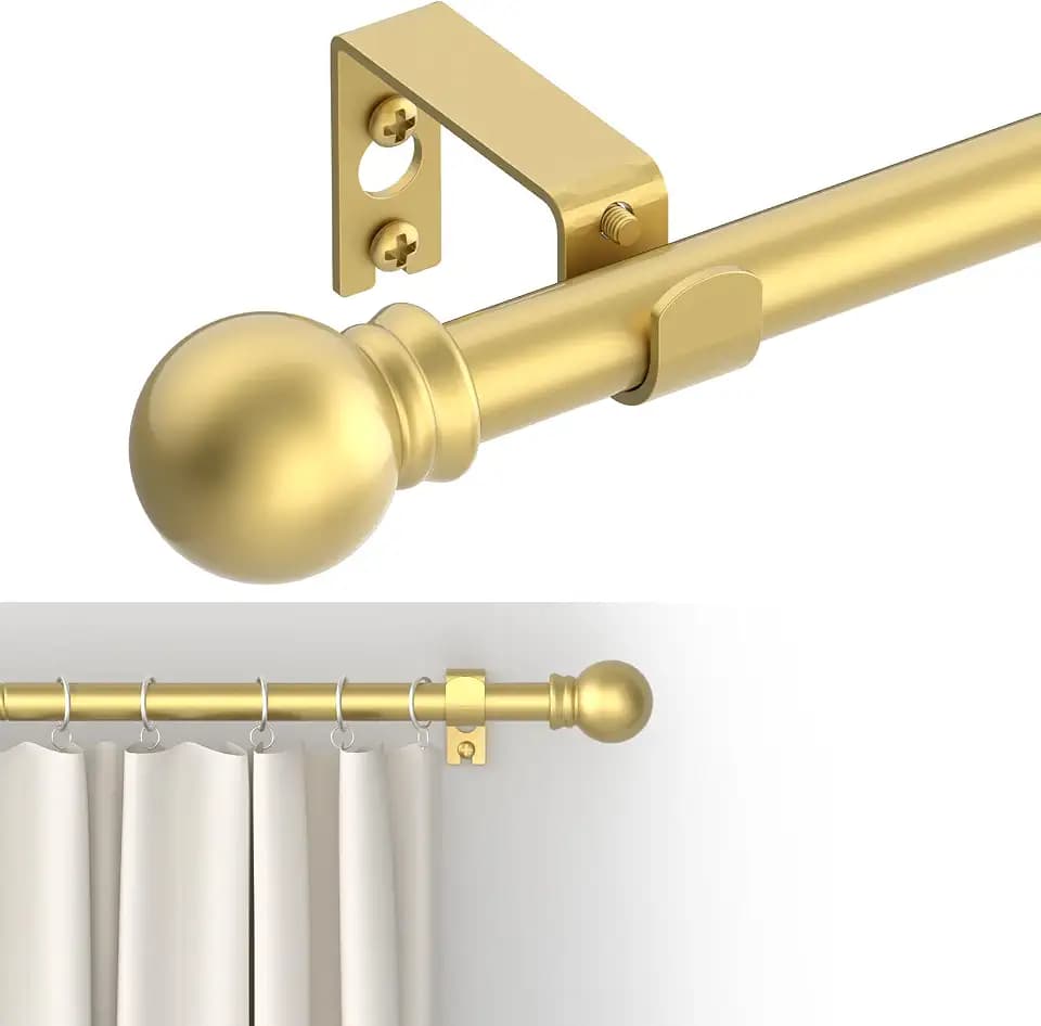 GXOACKJ Curtain Rods for windows 48 to 84-93 inch, 5/8 inch Decorative Gold Splicing Heavy Duty Metal Curtain Rod set with Brackets