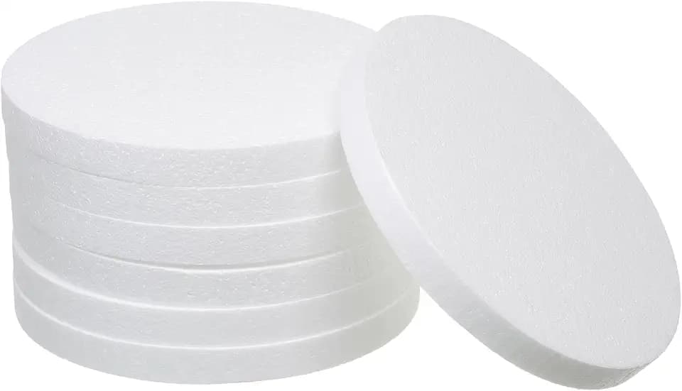 Crafare 10x1in Round Foam Circles for Crafts 7 Pack Polystyrene Discs White