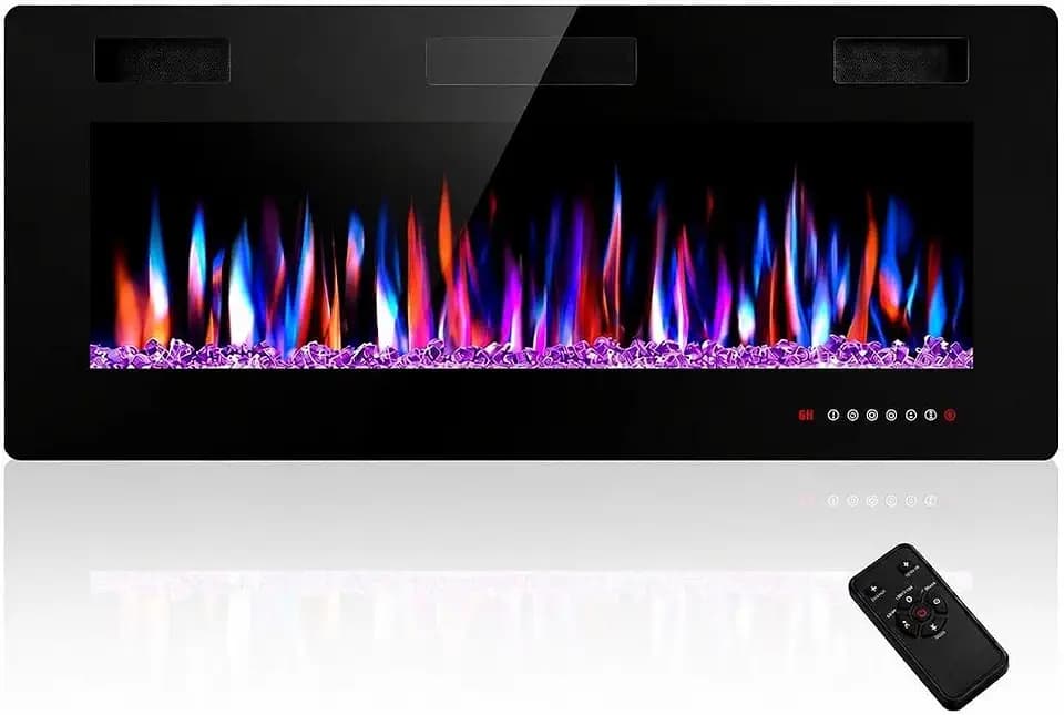 Electactic 42-Inch Electric Fireplace, 12 Flame Colors, Remote Control