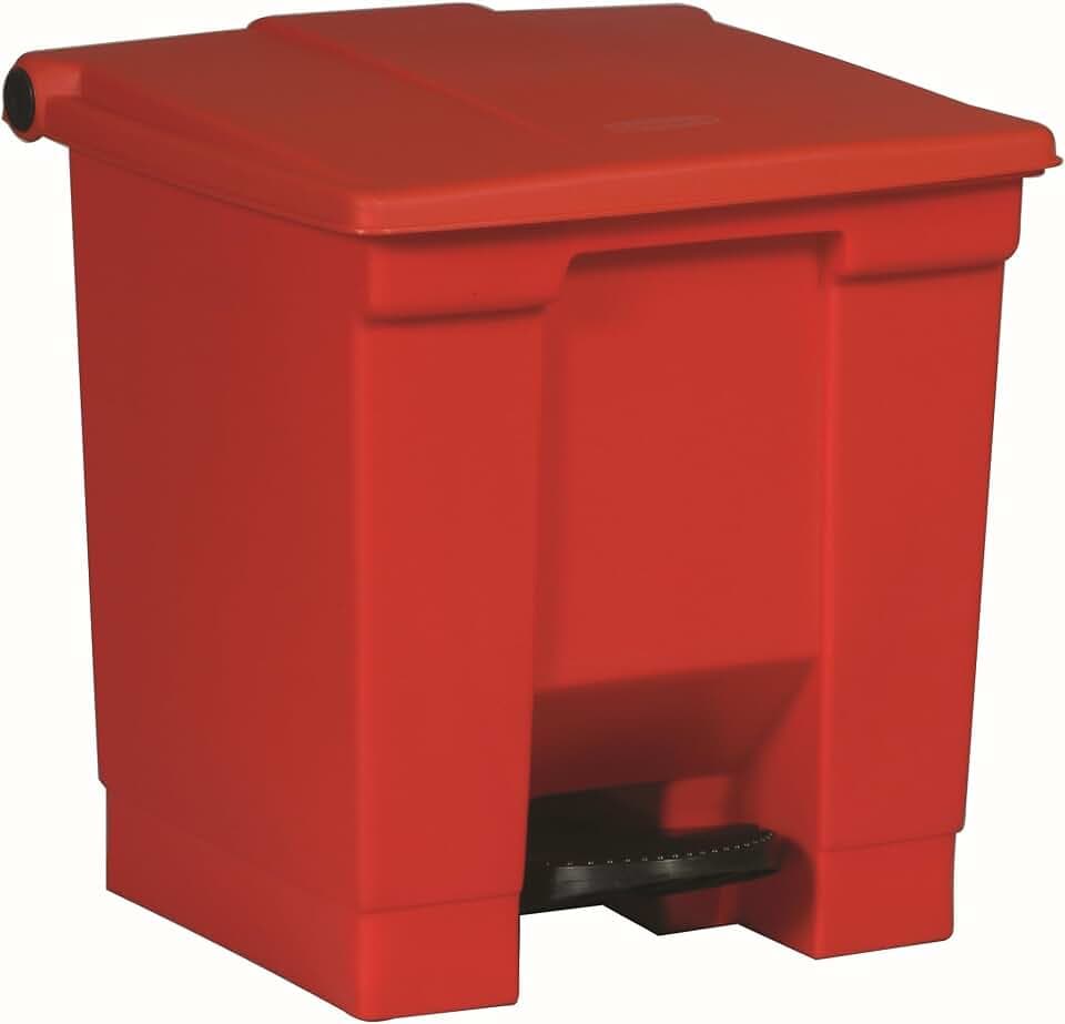 Rubbermaid Commercial Products Legacy Step-On Trash/Garbage Can/Bin, 8 Gallon, Red, for Doctor's Office/Hospitals/Healthcare