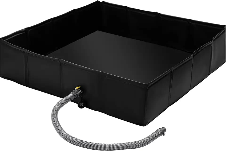 MABOZOO Portable Shower Pan, 41" x 41" x 10" Outdoor Shower Base Foldable Shower Base with Drain Pipe Camping Shower Mat for Indoor & Outdoor