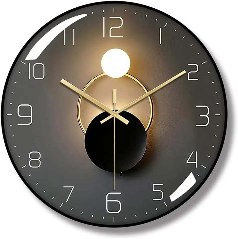 ErgoCar Silent Modern Art Deco Metallic Wall Clock - Non-Ticking & Suitable for Living Room & Bedroom