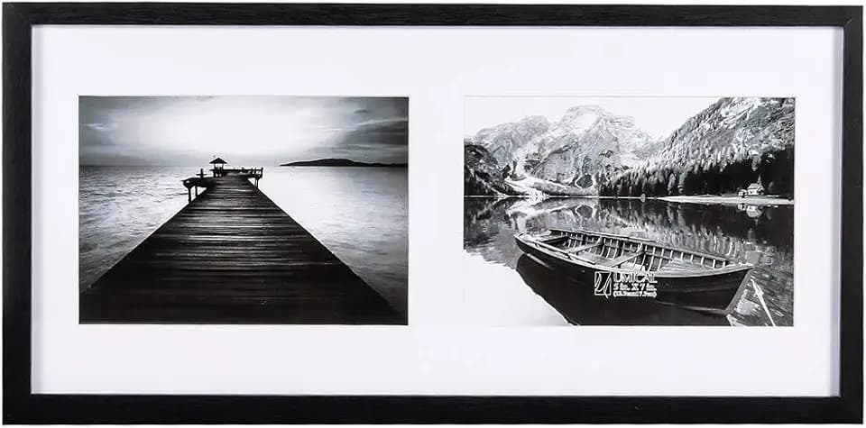 Black Wood 2-Opening Collage Frame 5x7 Matted