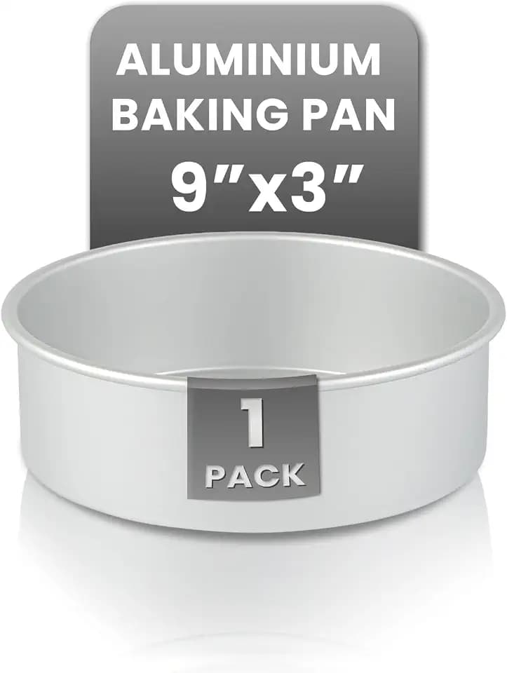 Restaurantware-Met Lux 9 x 3 Inch Straight-Sided Baking Tin, 1 Round Cake Pan - Oven-Ready, Freezable, Anodized Aluminum Round Baking Pan, Greaseproof, For Layer Birthday Cake