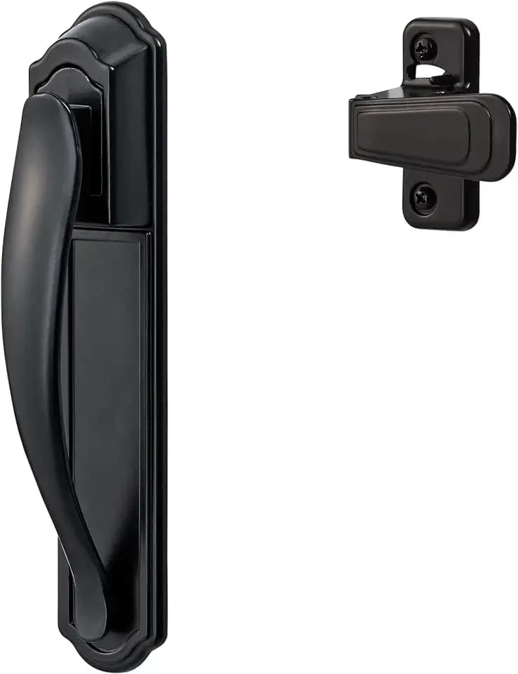 Ideal Security DX Screen & Storm Door Pull Handle with Latch Lock, Black