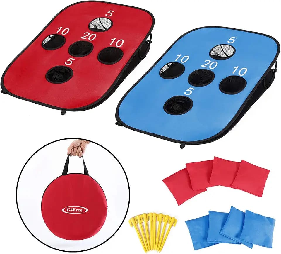 G4Free Portable Collapsible 5 Holes Cornhole Game Set Beach Games Adults