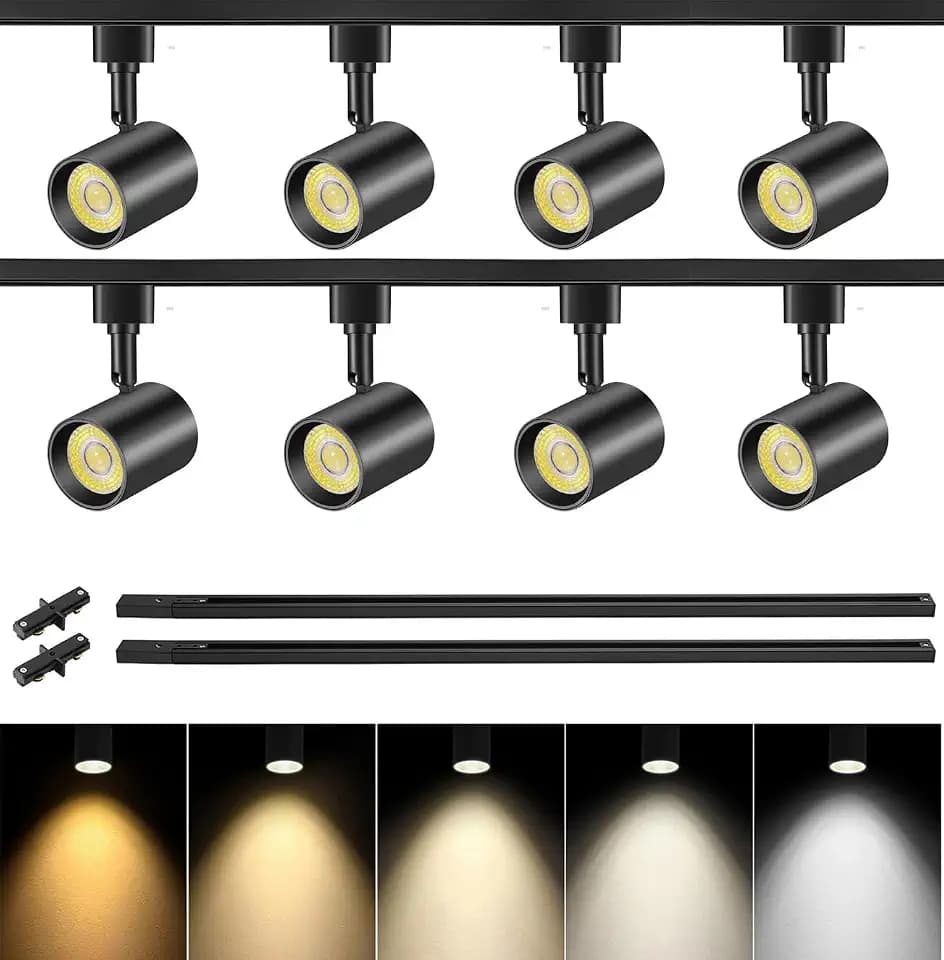 VANoopee 5-Color 8-Light LED Track Lighting Kit with Track Rails, Black