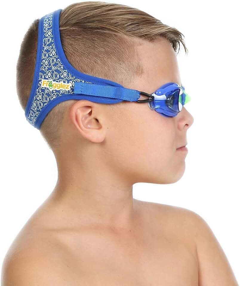 Frogglez Kids Swim Goggles 3-10, No Hair Pull, Anti-Fog, Leak Proof