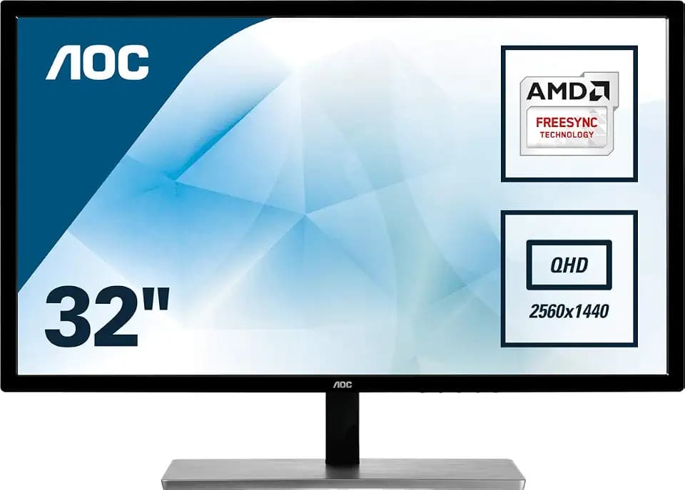 AOC Q3279VWFD8 - 32 Zoll QHD Monitor, FreeSync (2560x1440, 75 Hz, VGA, DVI, HDMI, DisplayPort) schwarz/silber
