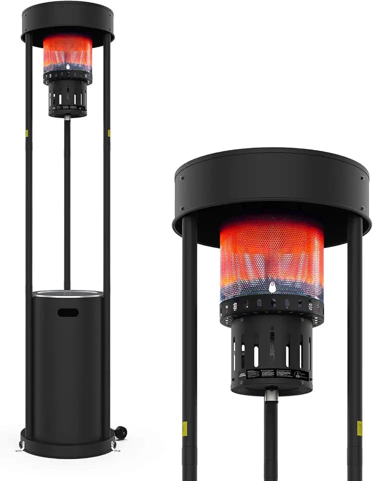 Terra Hiker 16 kW Gasheizstrahler für Terrasse, 15 Minuten Montage, Gas Terrassenheizer, Balkon, Garten mit Transportrollen, Umkippsicherung und Abschaltautomatik in anthrazit
