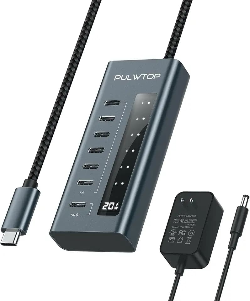 7-in-1 USB-C-Hub mit 10 Gbit/s, unterstützt Datenübertragung und Laden