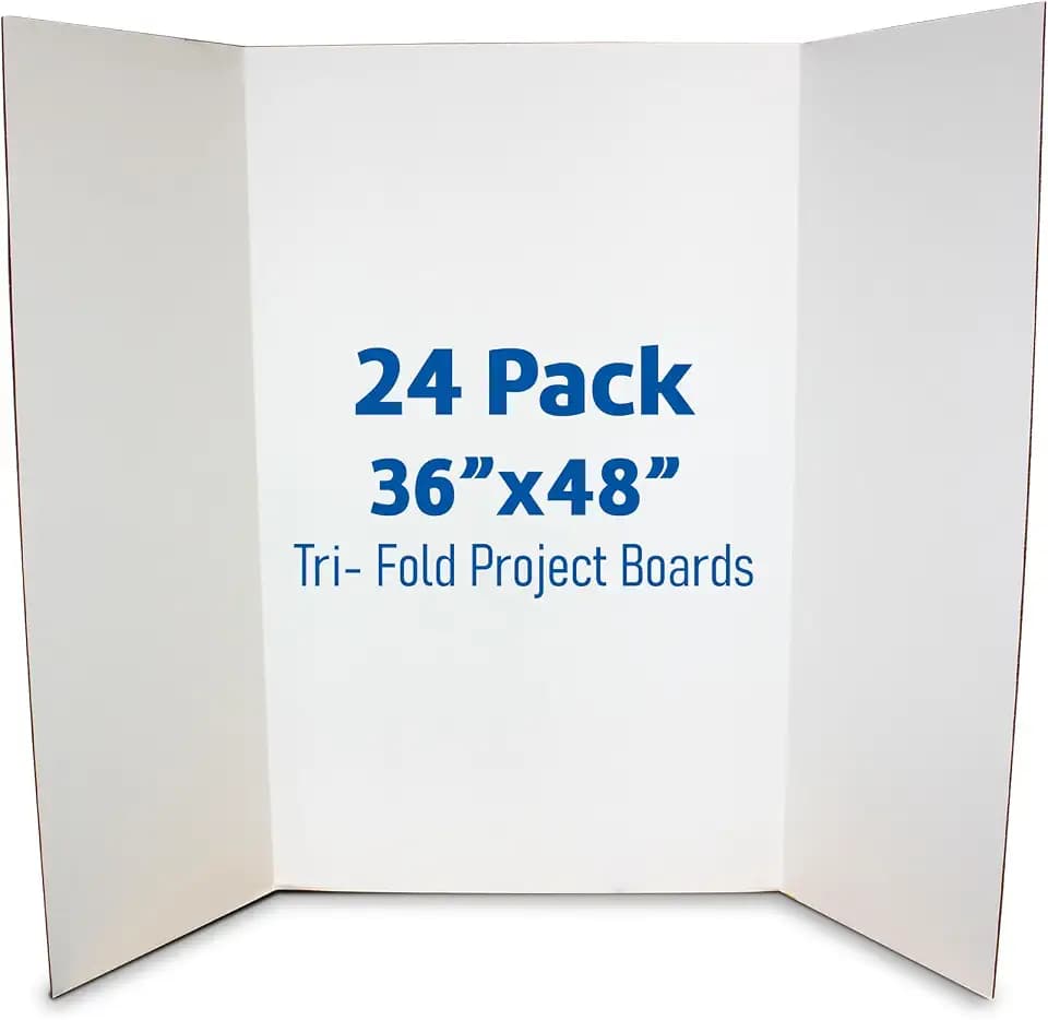 Flipside Products 36” x 48” Project Boards for Presentations, Science Fair, School Projects, Event Displays and Trifold Picture Board, Proudly Made in USA - Clay White - 24 Pack