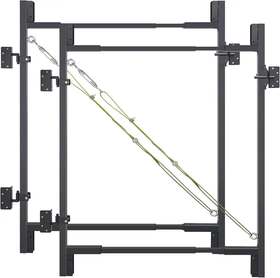 2Pcs Adjustable Heavy Duty DIY Metal Fence Gate Kit