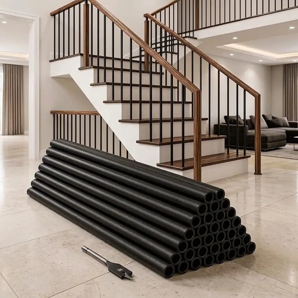 Iron Stair Balusters 5/8" Round 44" Long - 30Pack Hollow Plain Spindles