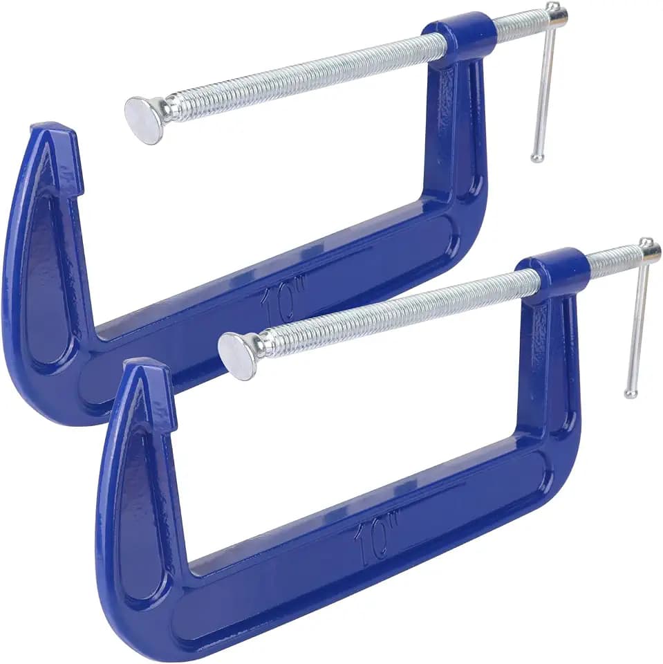 2 Pack 10 Inch Blue C-Clamp - Heavy Duty Iron C Clamps, C-Clamp for Woodworking, Brake Calipers, Maintain, Building, DIY Project