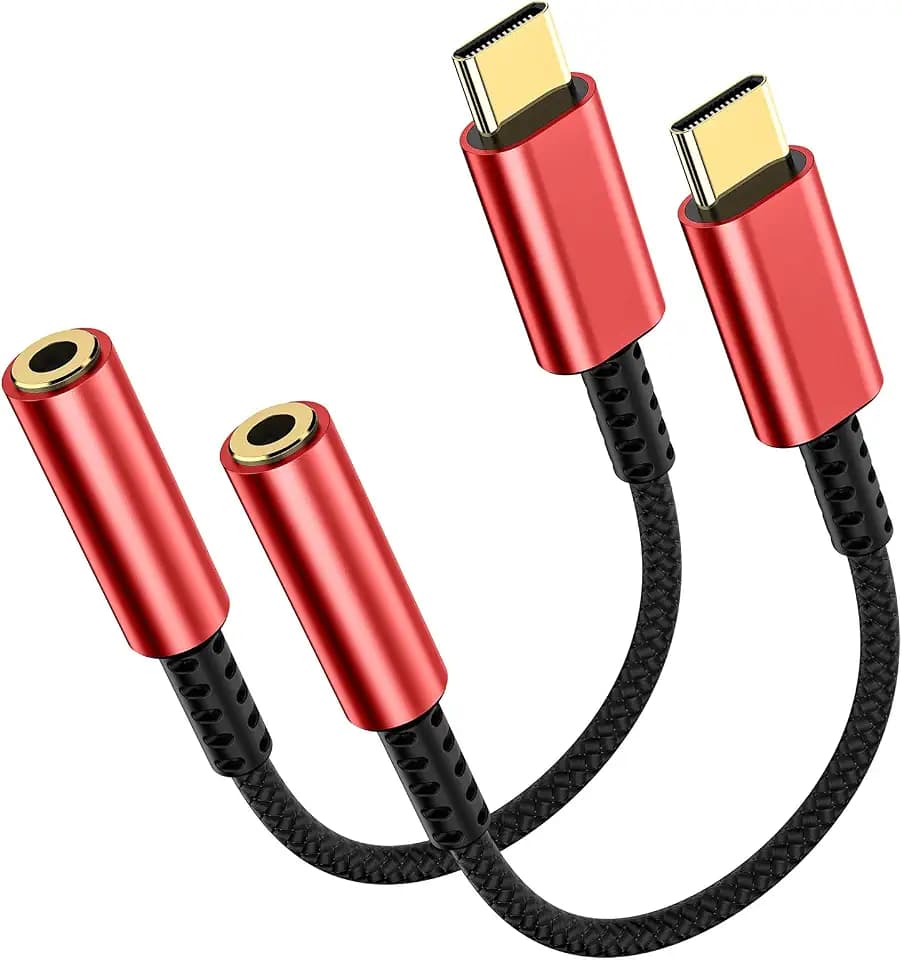 2 Pack USB C to 3.5mm Headphone Jack Adapter – Aux to USB C HiFi Audio Dongle, Type C to Aux Female Cable Cord Compatible with iPhone 18 Pro Max/18 Pro/Duo/17/16/15, Samsung S26/S25/S24/S23, Pixel