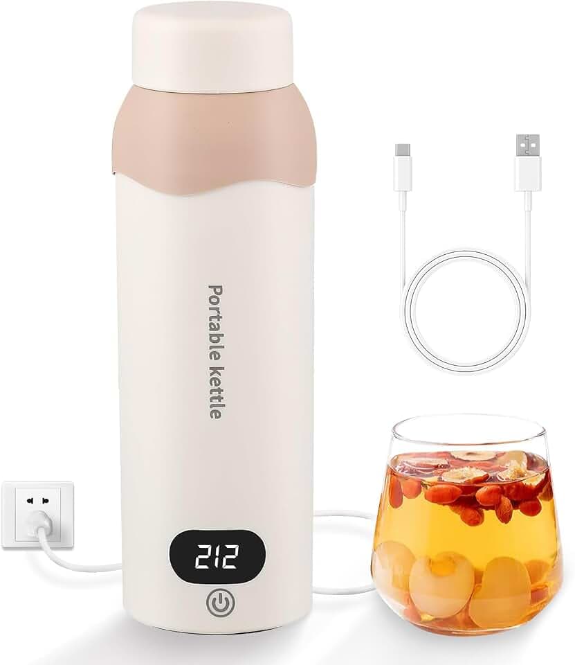 Travel Electric Tea Kettle 316 Stainless Steel, Small Portable Hot Water Kettle with 6 Temperature Control & Automatic Shut Off, 450mL Cute Tea Pot(USB for Warming)