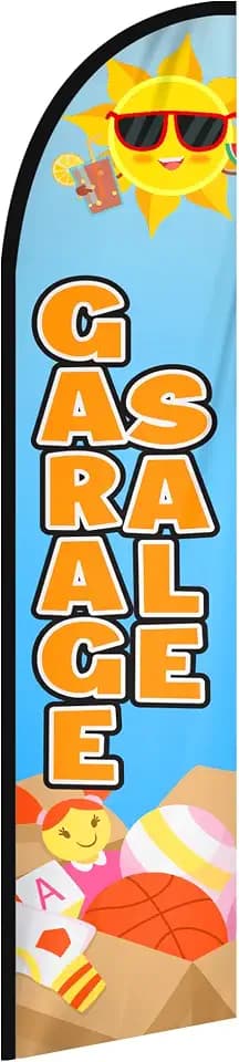 Garage Sale Business Feather Flag, 11.5 Ft, for Retail Stores, Food Trucks, Events, Exhibitions (Pole Not Included)