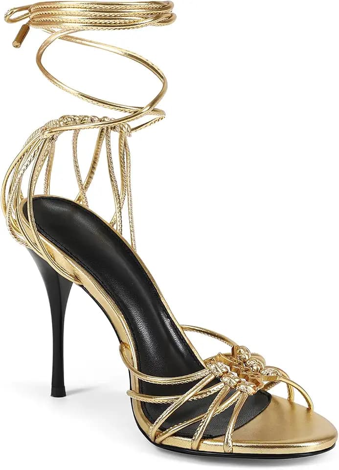 Women’s Strappy Lace Up High Heels Sandals Open Toe Stiletto Heel Ankle Wrap Tie Up Sexy Dress Heels Gladiator Party Wedding Evening Shoes