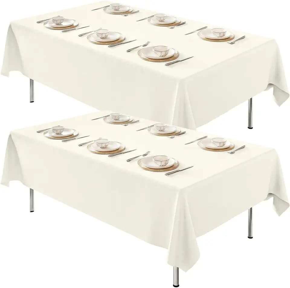 Fixwal 2 Pack 70 x 120 Inch Tablecloths Rectangle Ivory Table Cover