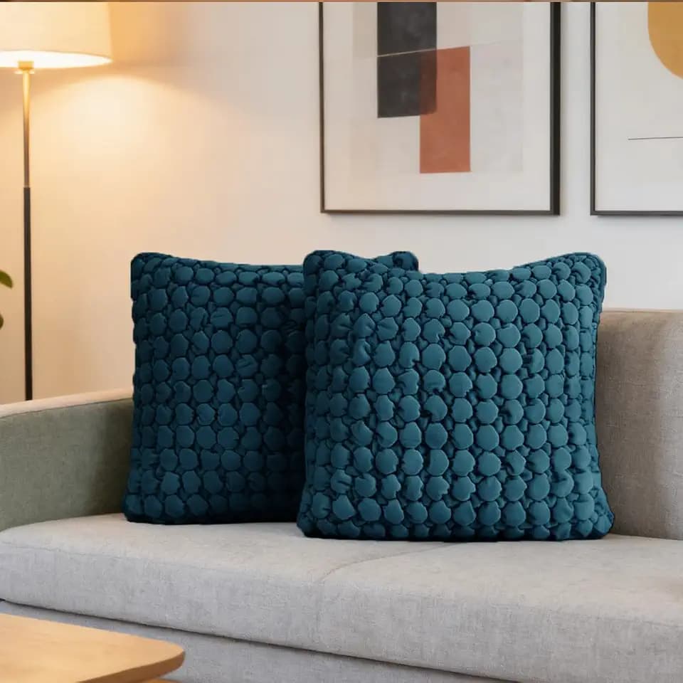 Velvet Blue Throw Pillow Covers 18x18 Set of 2 Cushion Case