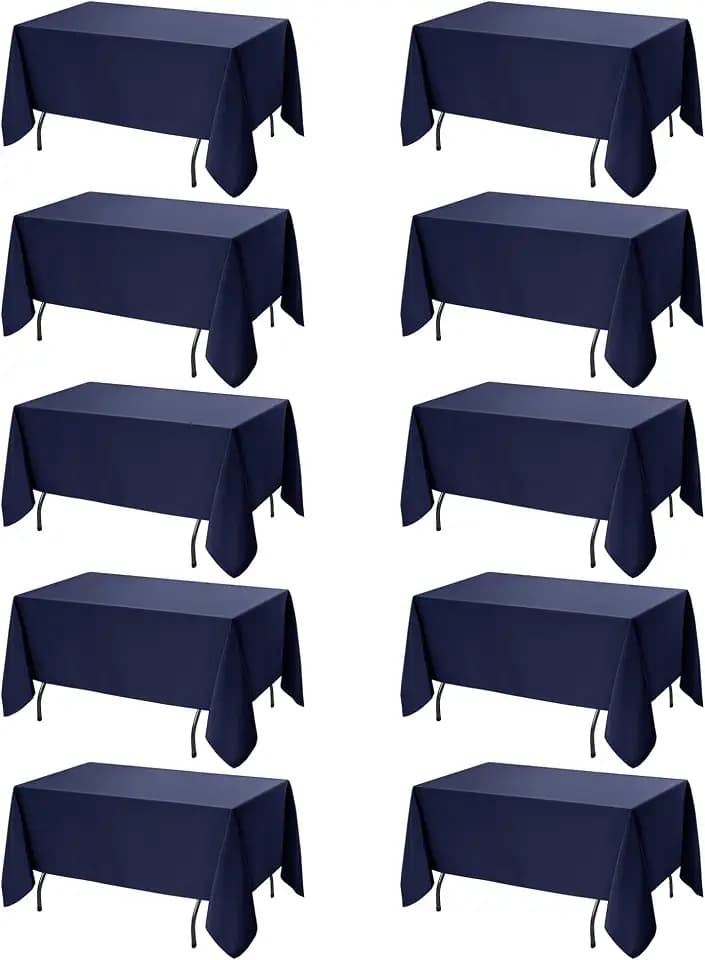 10-Pack Navy Blue Tablecloths for Rectangle Tables, 70 x 108 in