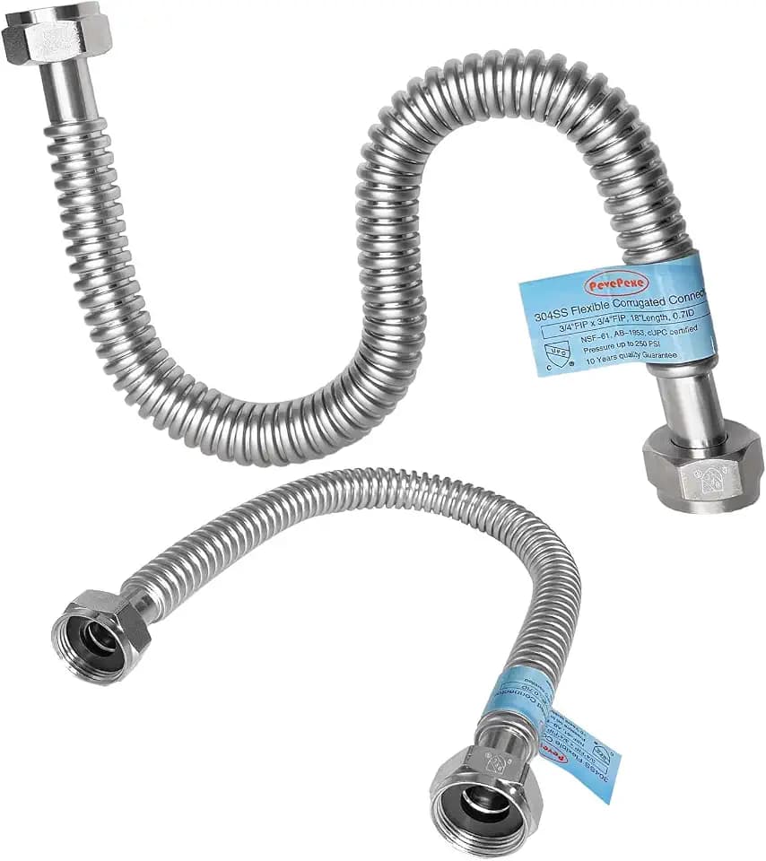 2 PACK,36 inch Length Hot Water Heater Hose 1"FIP x 1" FIP Water Line,Stainless Steel Flexible Corrugated Water Heater Connector, 1 Inch Water Softener Flex Pipe Hose (0.7"ID)