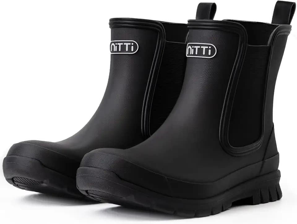 NITTI Women's Rain Boots Waterproof Garden Chelsea Ankle Boots