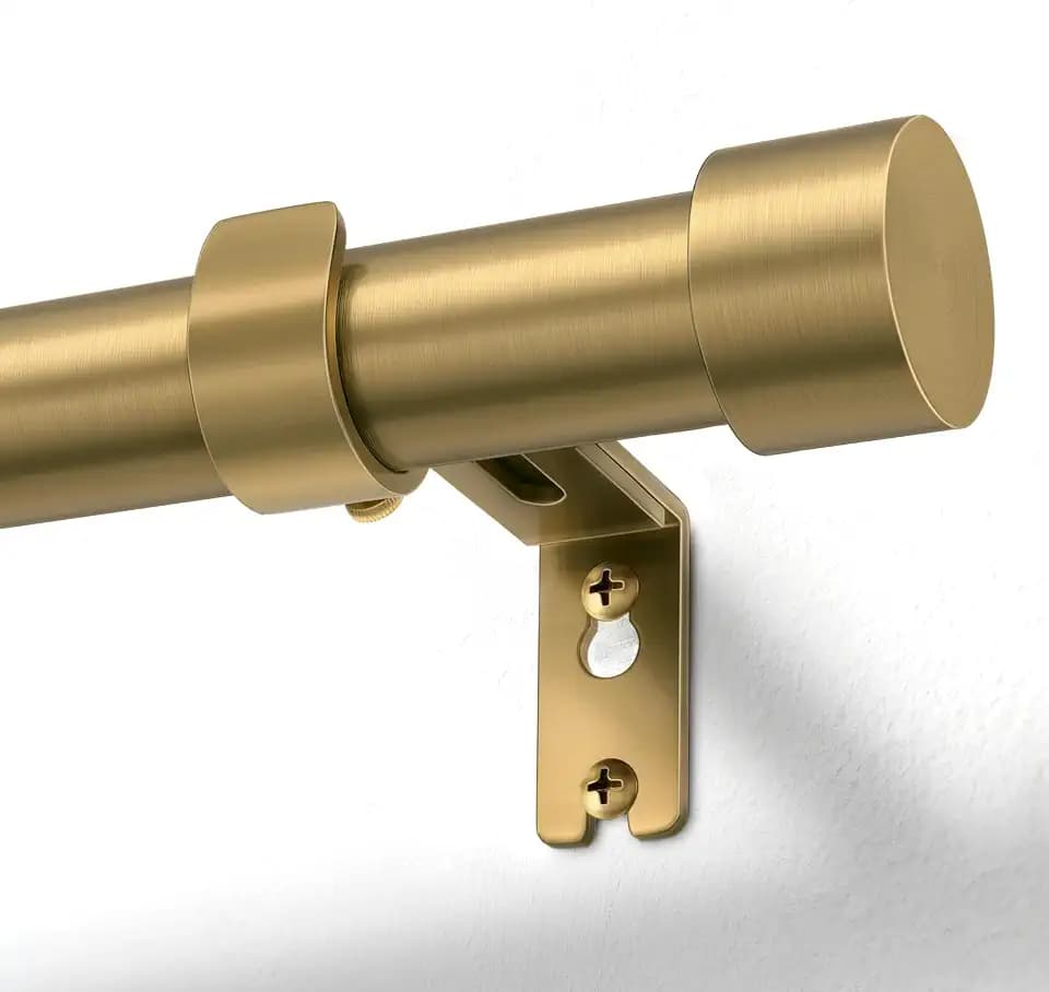 Zeerobee Curtain Rods for Windows 48 to 86 Inch, Warm Gold Curtain Rod