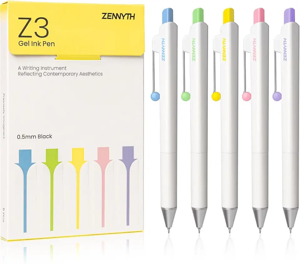 YOXMJDB Gel Pens, 5 Pcs 0.5mm Black Ink Fine Point Pens Quick-Drying Retractable Pens with Diamond-Shaped Barrel, Smooth Writing Pens for Journaling & Note Taking (5 Pcs Z3 White)