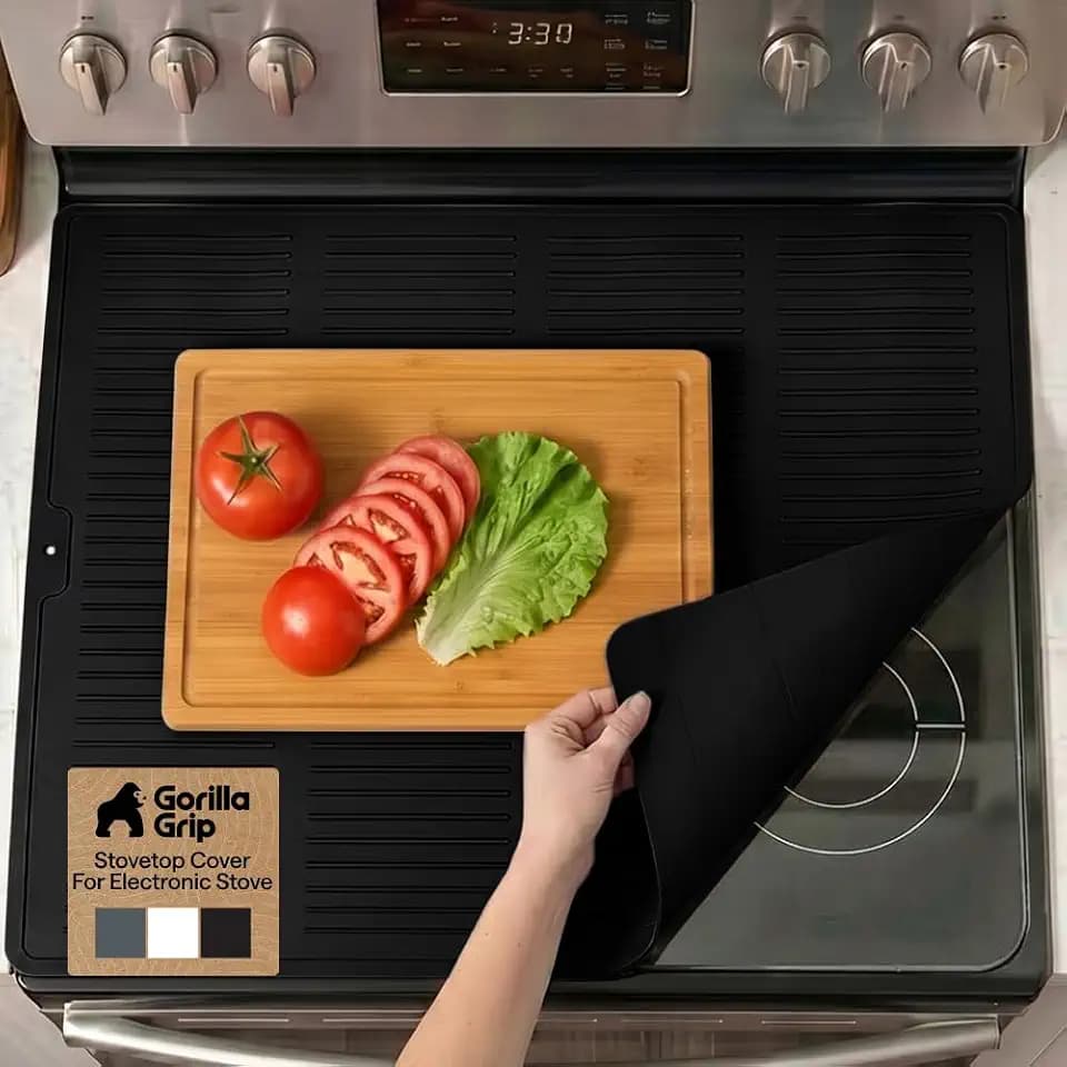 GORILLA GRIP Silicone Stove Cover for Electric Stoves, 28x20 Black