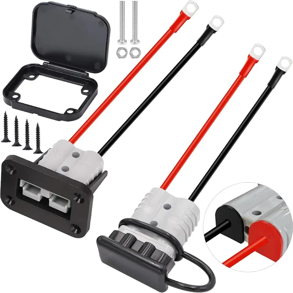 Batterieanschluss 50A 600V Akku Steckverbinder Schnellanschluss Stecker 10 AWG O-Ring 40cm Kabel Ladestecker Quick Connect Batterie für Winch oder Trailer, Auto - 2er-Pack
