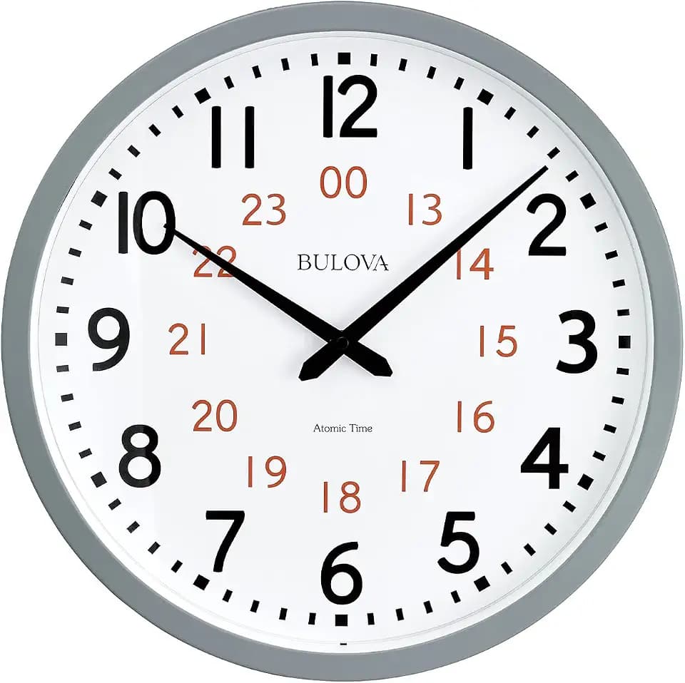 Bulova Atomic Analog Wall Clock Model C5003 Atomic Time 1, Sets Automatically, Quartz Battery
