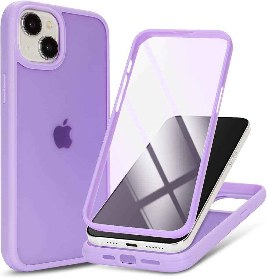 for iPhone 15 Plus Case with Screen Protector,Light Purple