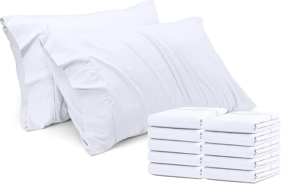 Pillow Covers Queen Size Set of 12, Soft and Comfy Pillow Cases, White