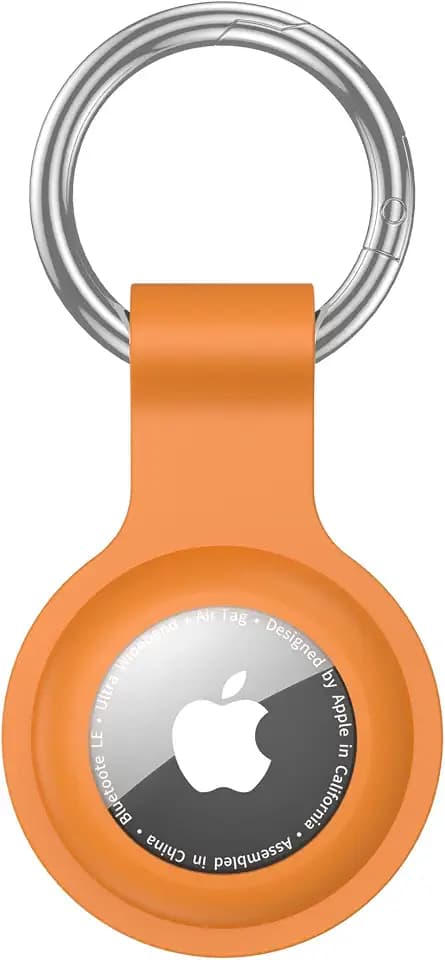 Hülle für Airtag, ultraleichte Silikonhülle für Air Tags mit Anti-Verlust-Schlüsselanhänger-Ring-Zubehör Braun