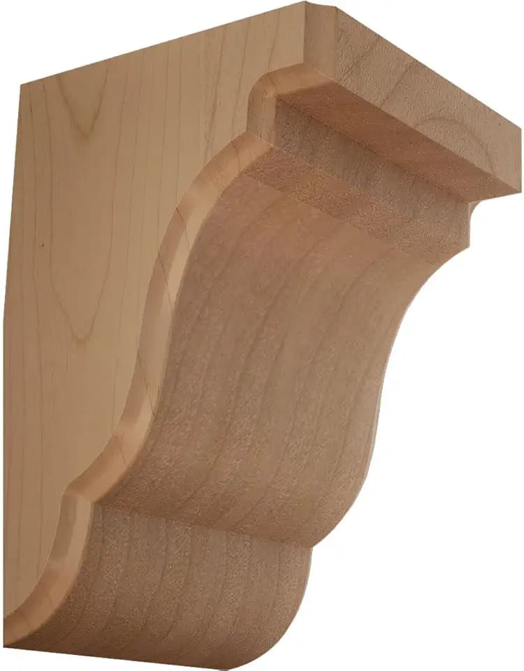 Ekena Millwork BKTW05X05X08BEAL Bedford Wood Brackets, 5 1/4"W x 5"D x 7 1/2"H , Alder